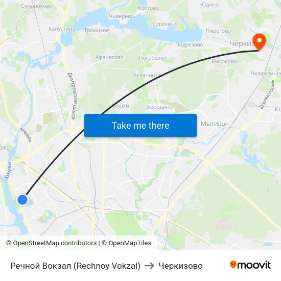 Речной Вокзал (Rechnoy Vokzal) to Черкизово map