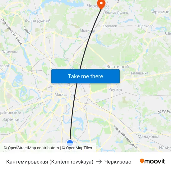 Кантемировская (Kantemirovskaya) to Черкизово map
