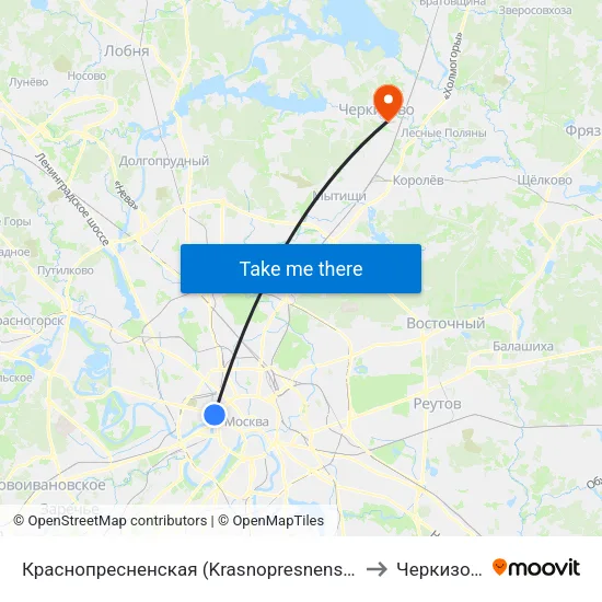 Краснопресненская (Krasnopresnenskaya) to Черкизово map