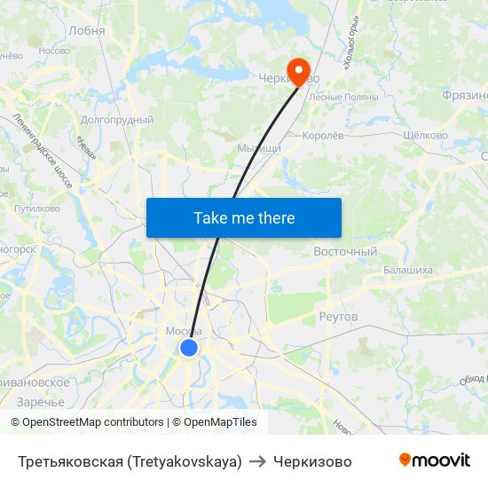 Третьяковская (Tretyakovskaya) to Черкизово map