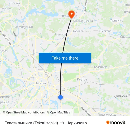 Текстильщики (Tekstilschiki) to Черкизово map