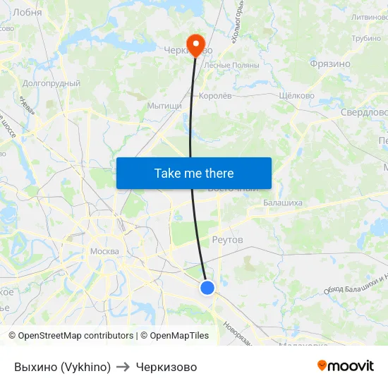 Выхино (Vykhino) to Черкизово map