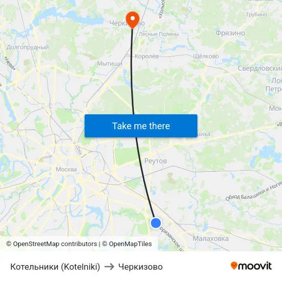 Котельники (Kotelniki) to Черкизово map