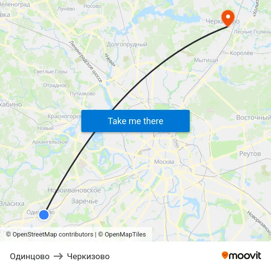 Одинцово to Черкизово map