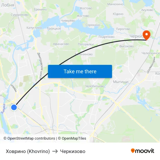 Ховрино (Khovrino) to Черкизово map