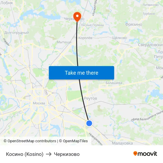 Косино (Kosino) to Черкизово map