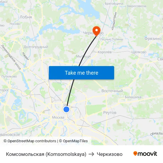 Комсомольская (Komsomolskaya) to Черкизово map