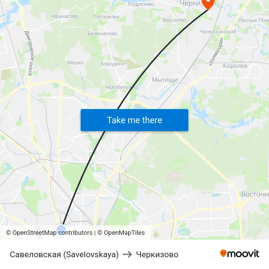 Савеловская (Savelovskaya) to Черкизово map