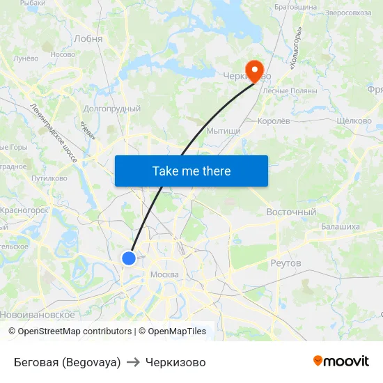 Беговая (Begovaya) to Черкизово map