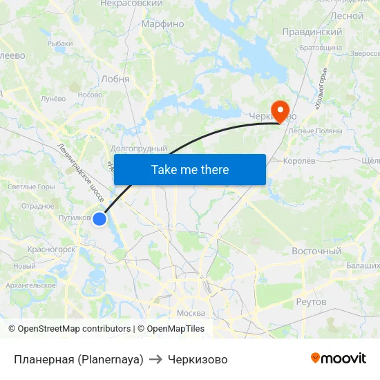 Планерная (Planernaya) to Черкизово map
