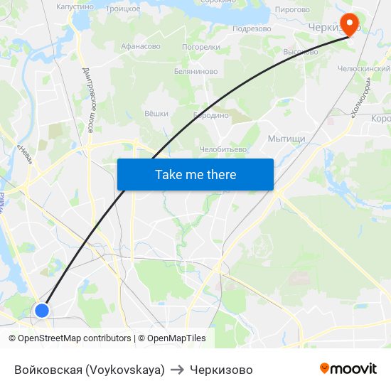 Войковская (Voykovskaya) to Черкизово map