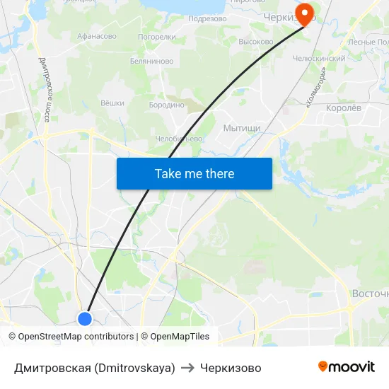 Дмитровская (Dmitrovskaya) to Черкизово map