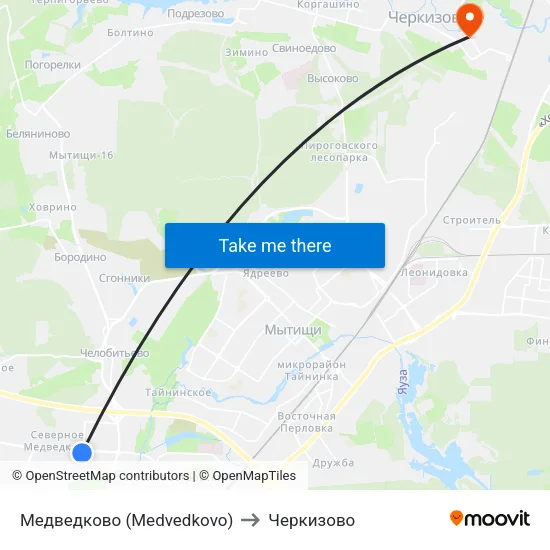 Медведково (Medvedkovo) to Черкизово map