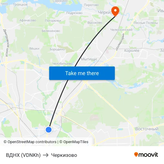 ВДНХ (VDNKh) to Черкизово map