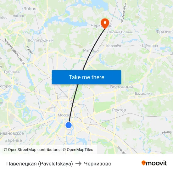 Павелецкая (Paveletskaya) to Черкизово map