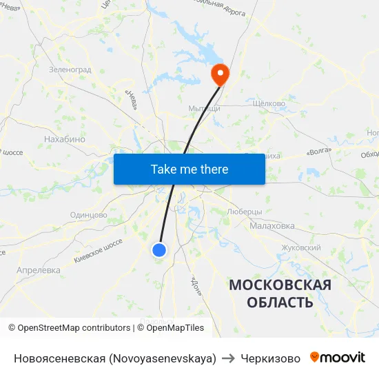Новоясеневская (Novoyasenevskaya) to Черкизово map