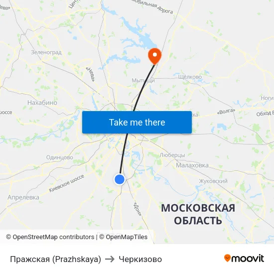 Пражская (Prazhskaya) to Черкизово map
