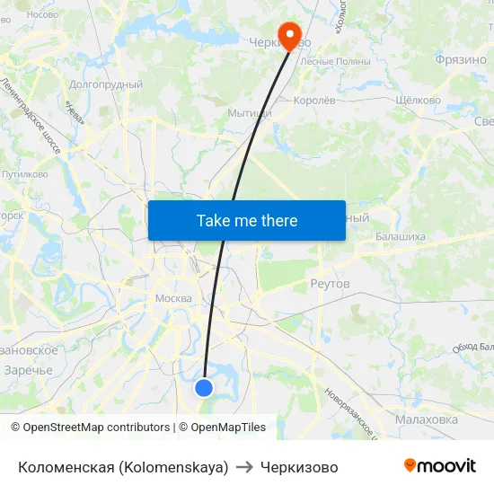 Коломенская (Kolomenskaya) to Черкизово map