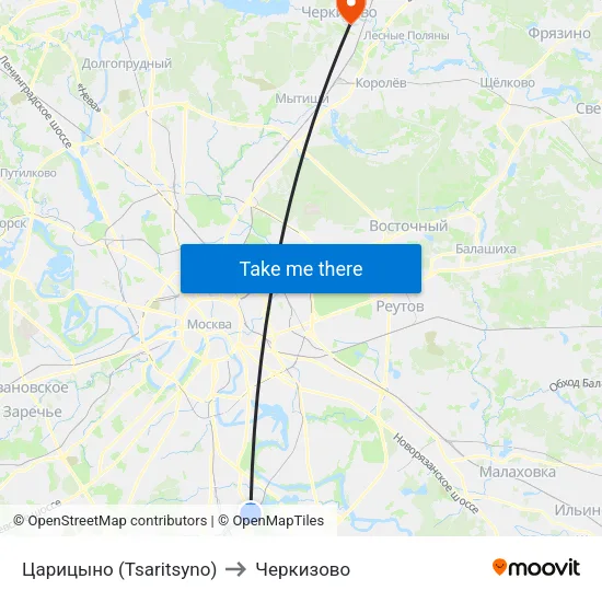 Царицыно (Tsaritsyno) to Черкизово map