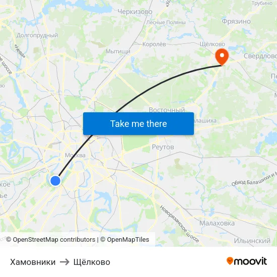 Хамовники to Щёлково map