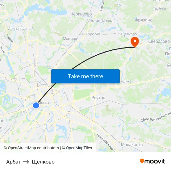 Арбат to Щёлково map
