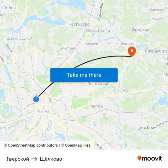 Тверской to Щёлково map