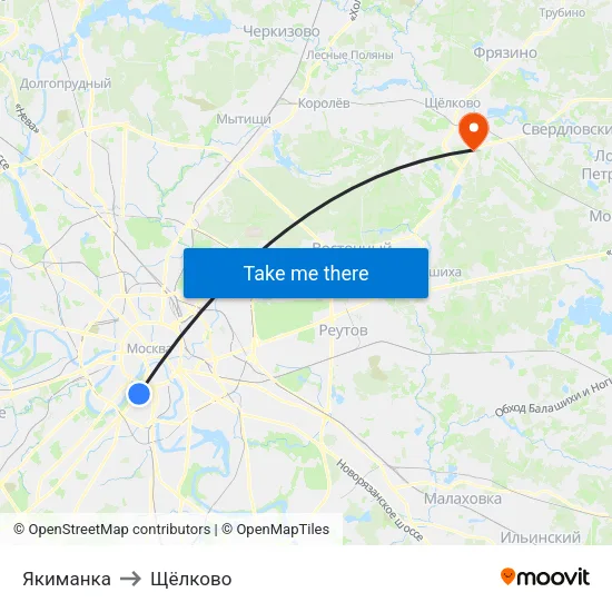 Якиманка to Щёлково map