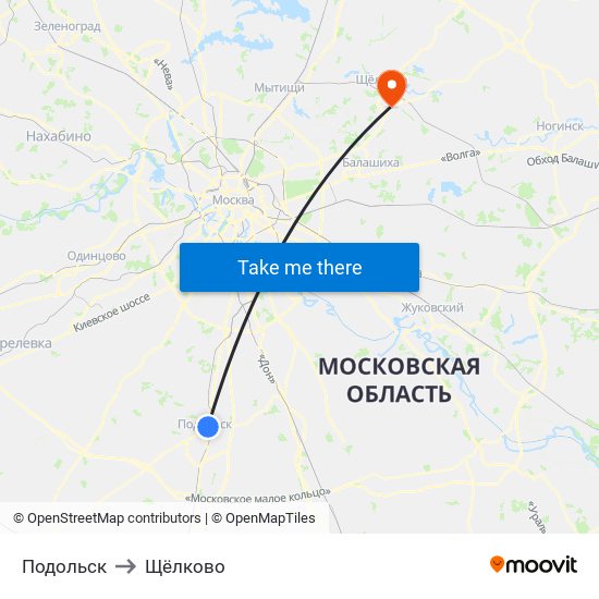 Подольск to Щёлково map