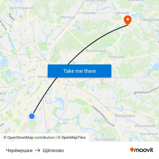 Черёмушки to Щёлково map