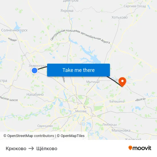 Крюково to Щёлково map
