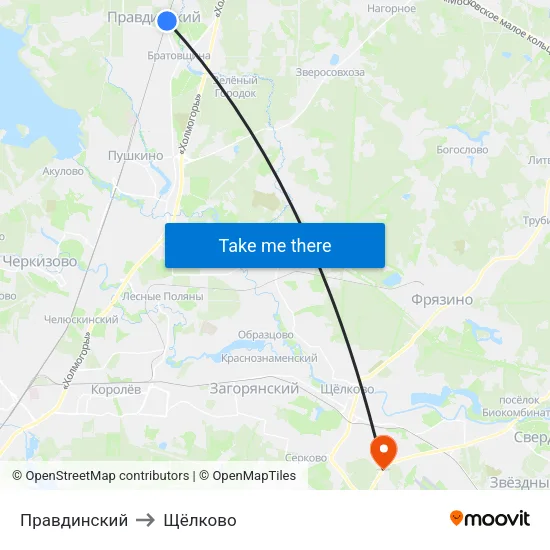 Правдинский to Щёлково map