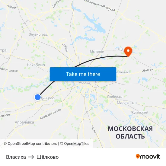 Власиха to Щёлково map
