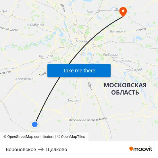 Вороновское to Щёлково map