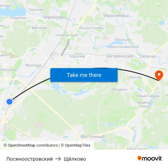 Лосиноостровский to Щёлково map