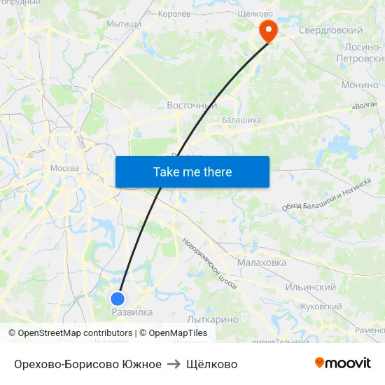 Орехово-Борисово Южное to Щёлково map