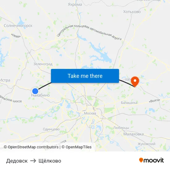 Дедовск to Щёлково map