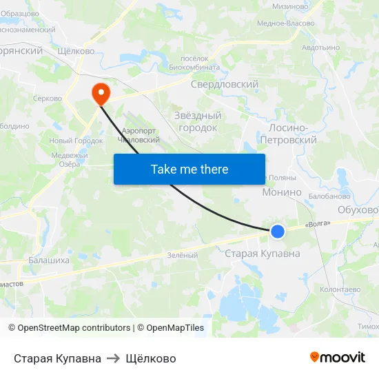Старая Купавна to Щёлково map