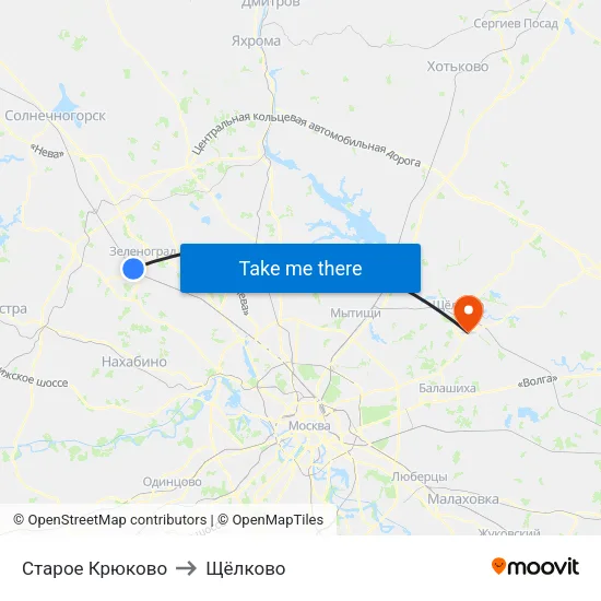 Старое Крюково to Щёлково map