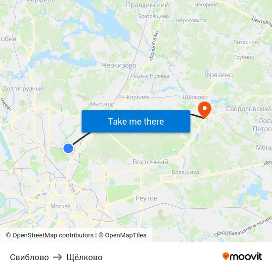 Свиблово to Щёлково map