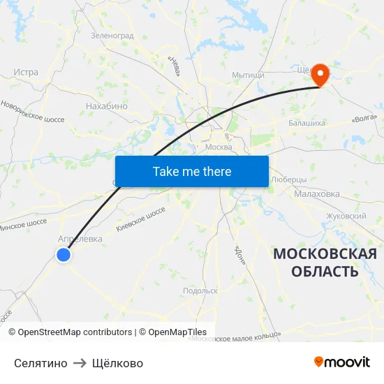 Селятино to Щёлково map