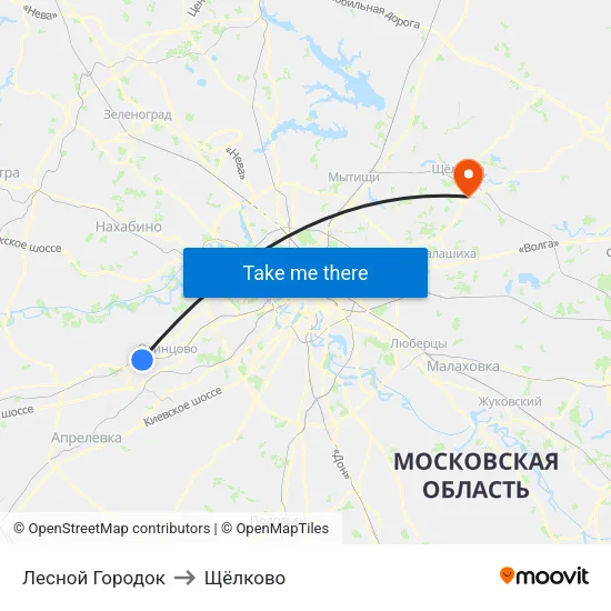 Лесной Городок to Щёлково map