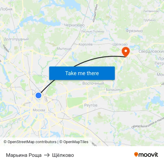 Марьина Роща to Щёлково map