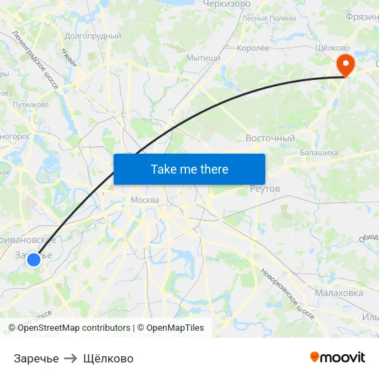 Заречье to Щёлково map
