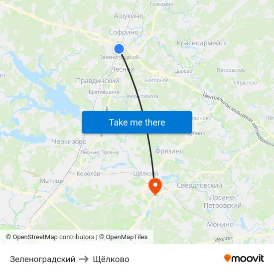 Зеленоградский to Щёлково map