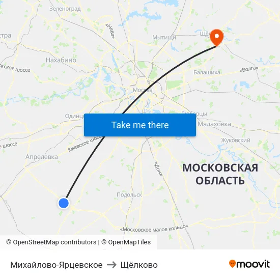 Михайлово-Ярцевское to Щёлково map