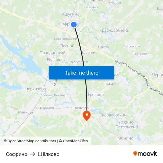 Софрино to Щёлково map