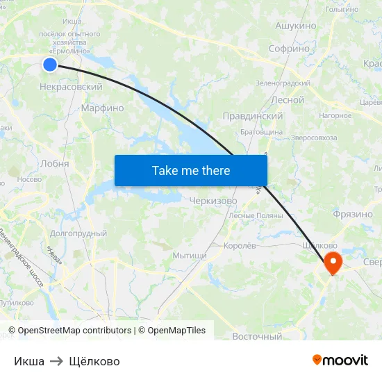 Икша to Щёлково map