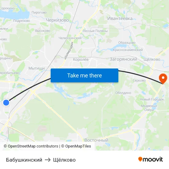 Бабушкинский to Щёлково map