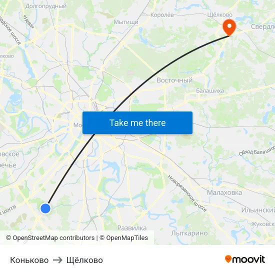 Коньково to Щёлково map