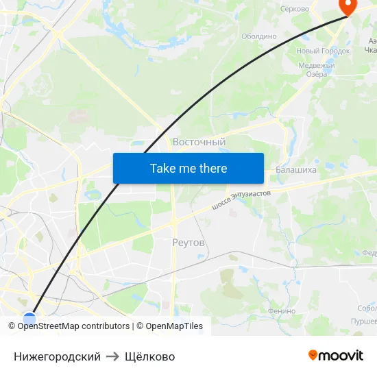 Нижегородский to Щёлково map